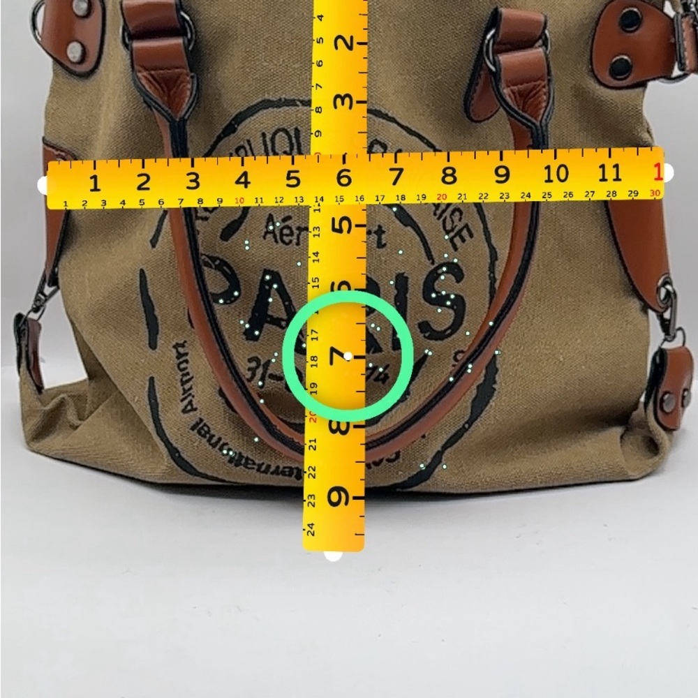 Generic Paris Canvas Tote Bag, Canvas & Faux Leather, Approx. 12 x 15 x 4 in - Picture 8 of 10